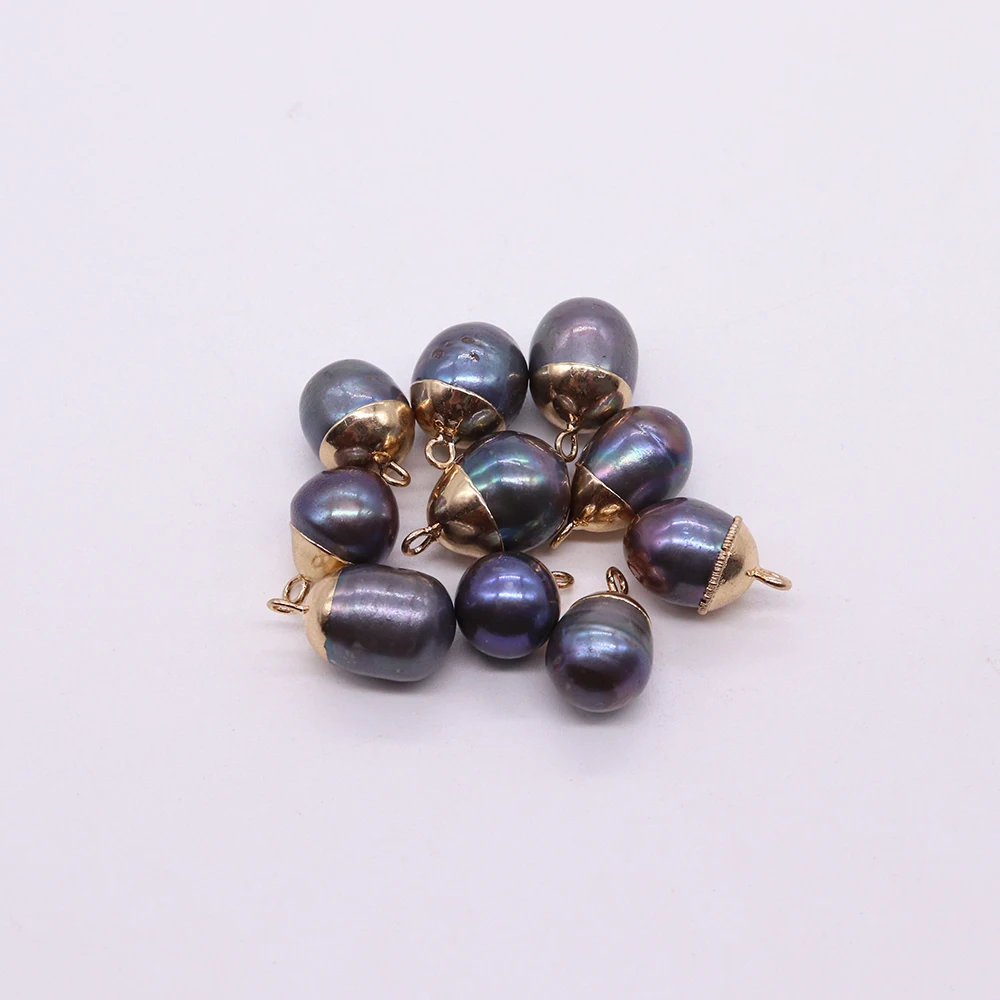 Round Natural Baroque Pearl Pendant Purple Black Jewelry Freshwater Pearl Accessories Necklace Accessories DIY Handmade Gift
