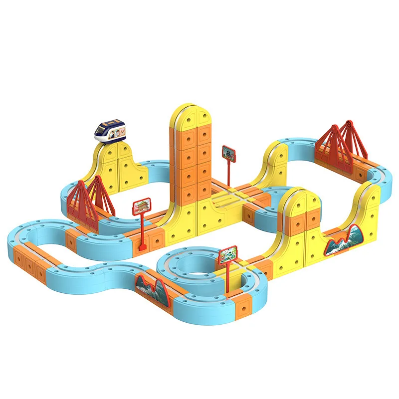 Versátil cubo de pista mágica bloco magnético pista carro elétrico anti gravidade sucção magnética de alta velocidade ferroviário trem presente