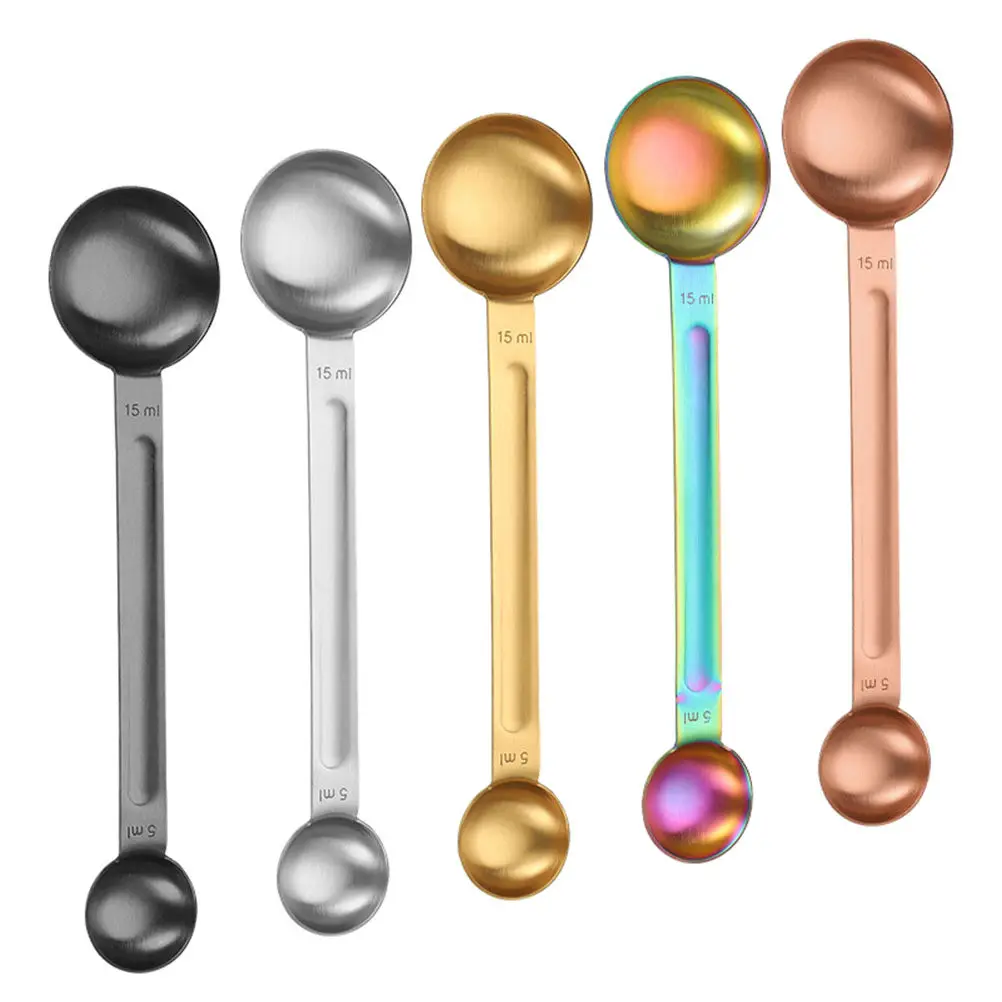 5Pcs Stainless Steel Measuring Spoons Double Head Design for Coffee Powder Sugar Flour Baking Soda Spices Syrups Kitchen