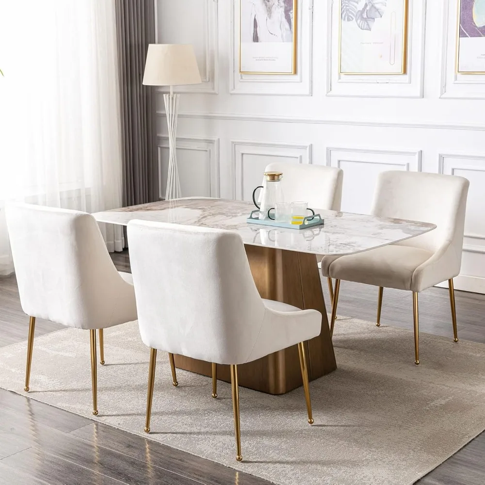 Bársoly dining Szék beállítása bel 4, Dohosodik upholstered Akcentus dining szoba Szék vel Arany legs Domboldal fotel, dining Szék