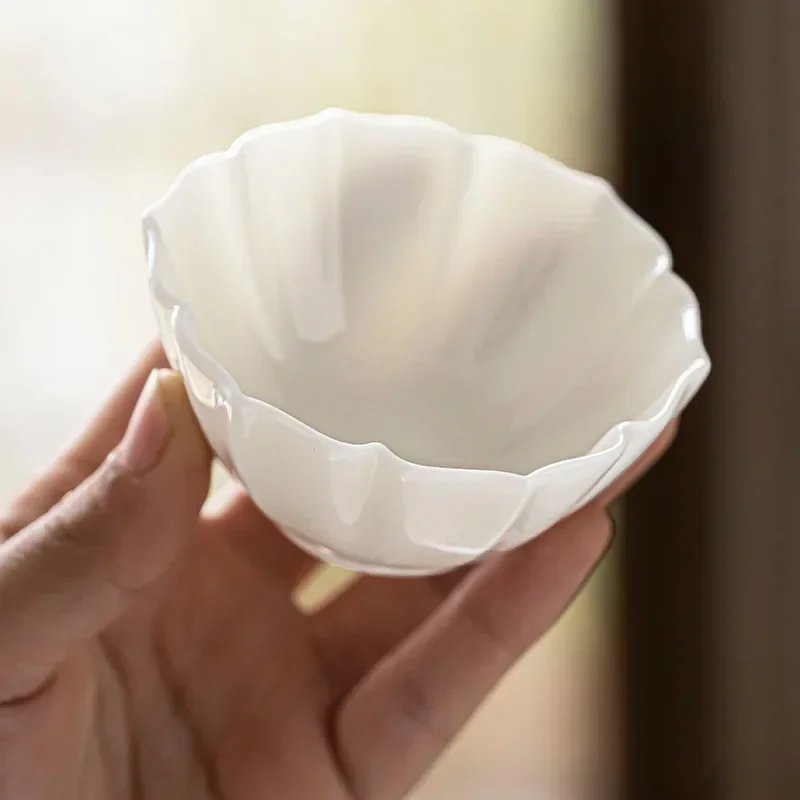 Wildleder Jade weißes Porzellan Teetasse Keramik Kung Fu Set Host Einzelstück Kunstbedarf Großhandel Teetasse Teeset Küche