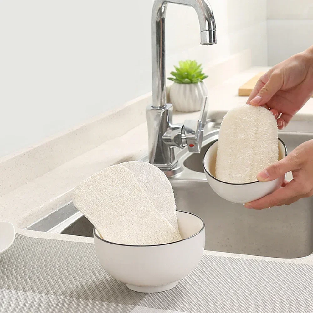 Durable Luffa Sponge Dish Washing Cloth Loofah Scrub Pad Dish Pot Scrubber Sponge Kitchen Household Clean Brushes Home Supply