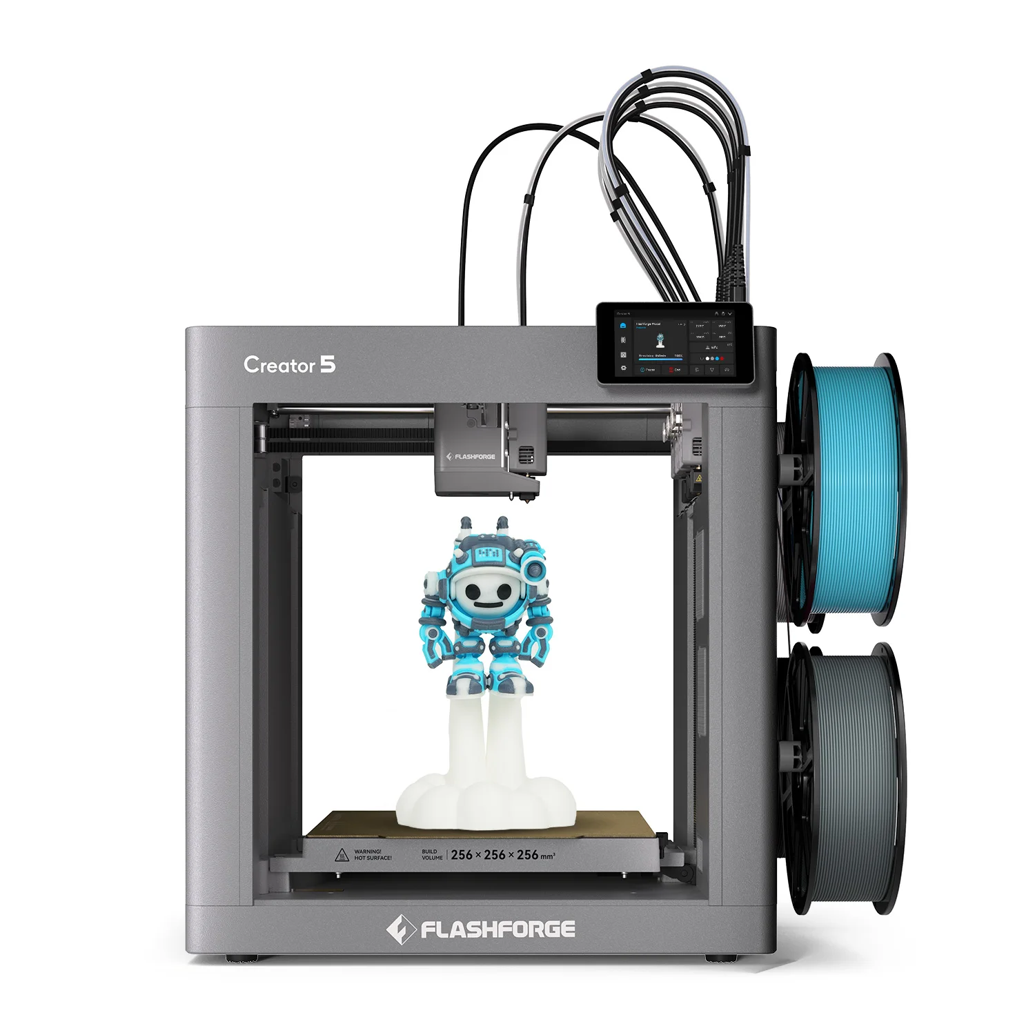 3D-принтер Flashforge Creator 5 с 4 печатающими головками, большой формат, без отходов филамента, многоцветная печать, высокая скорость 600 мм/с, автоматическое выравнивание