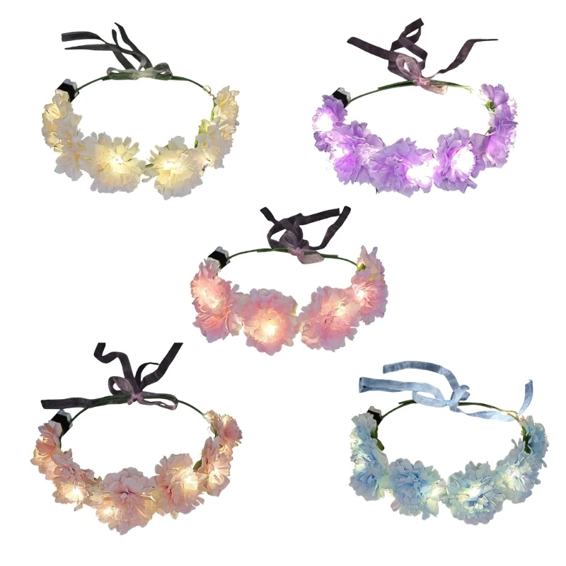 Led Flower Headband Light up Floral Crowns Luminous Glowing Flower Crowns