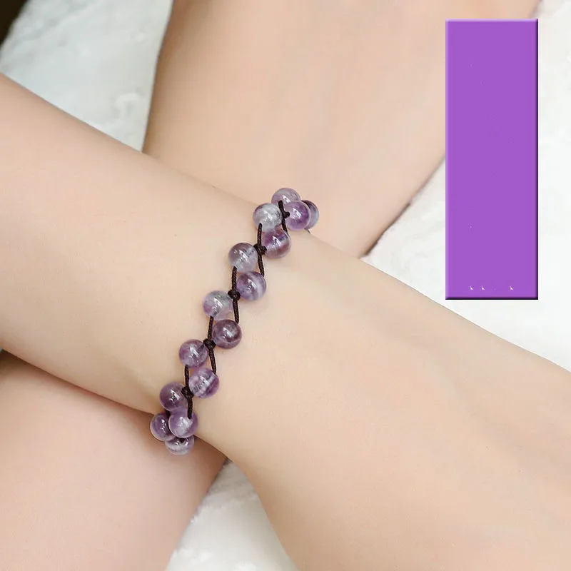 Natural Amethyst Handmade Crystal Beads Real Agate Jade Stones Styles Bracelets Exquisite Healing Accessories Bangles Jewelry