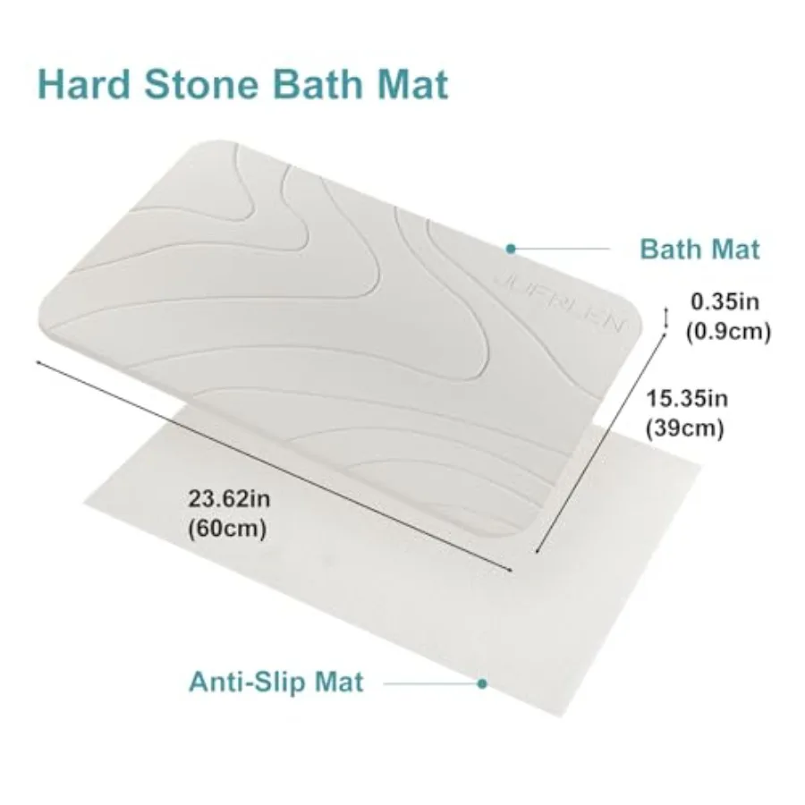 2 Pack Diatomaceous Earth Shower Mat, Stone Bath Mat, Nonslip Super Absorbent Fast-Drying Hard Bath Mat for Bathroom Shower Flo