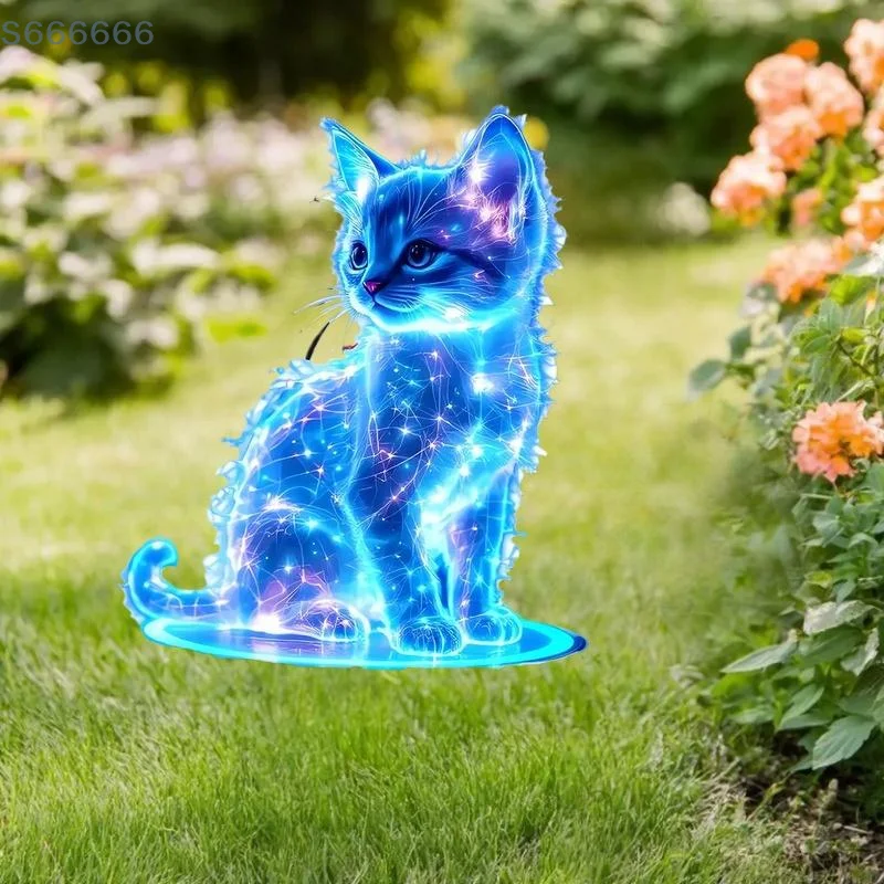 Blue Cat Charming Vinyl Sticker for Car Window and Motorcycle Fuel Tank Front Fairing, 1 Piece Waterproof Decal for Scooter