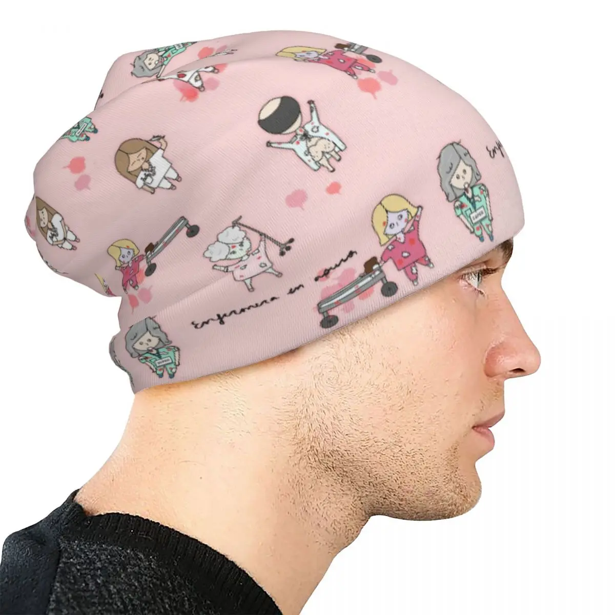 الخريف الشتاء مترهل قبعة Enfermera En Apuros ميرش بونيه قبعة متماسكة قبعة شعبية للجنسين هدية عيد ميلاد للممرضة قبعة دافئة