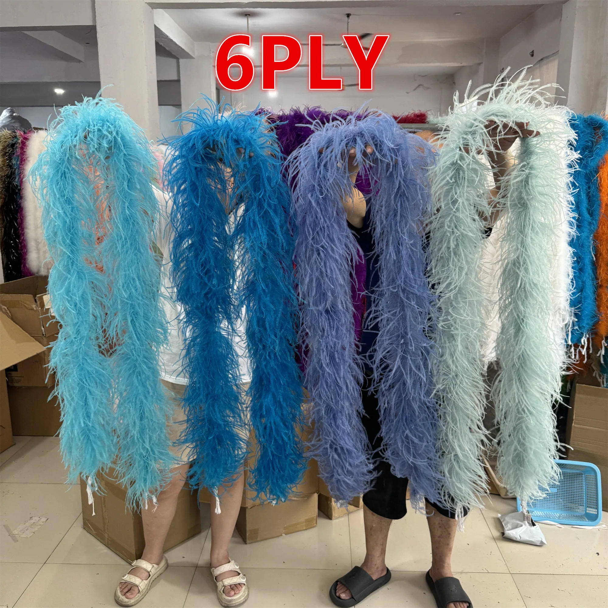 

6Ply Ostrich Feathers Boa Costume Party Wedding Dress Carnival Clothes Ostrich Plume Accessory Crafts Shawl Decor 0.5/1/1.5/2/3M