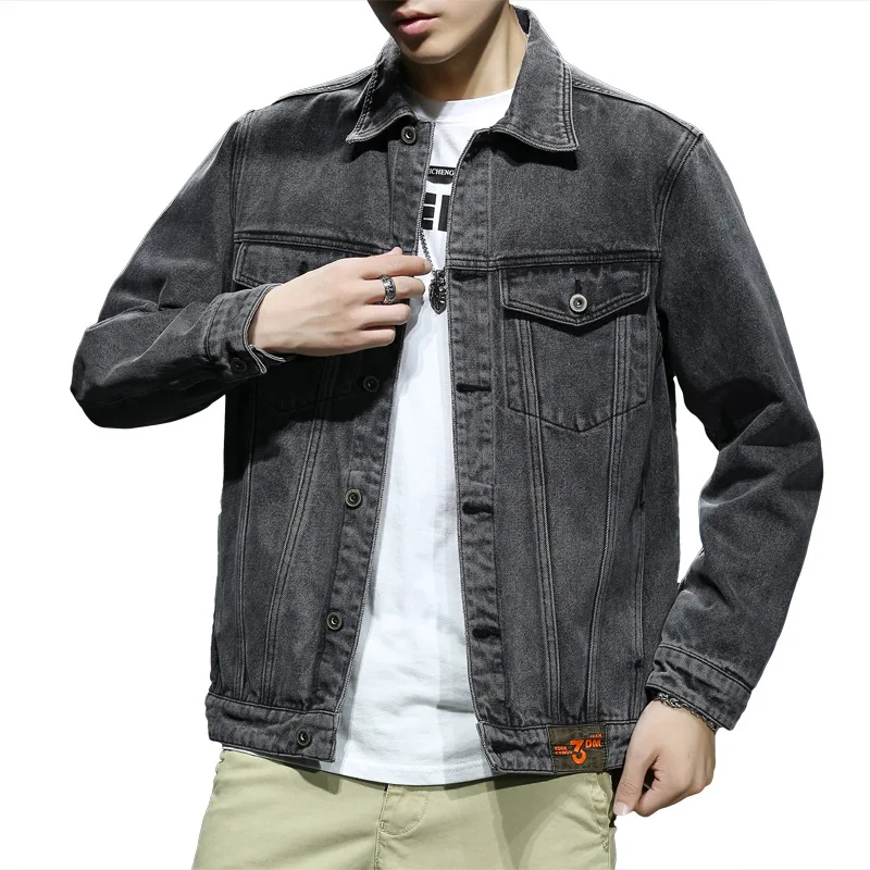 

Spring and autumn denim jacket loose trendy fat man was thin plus size men's large fashion casual jacket M-7xL140KG