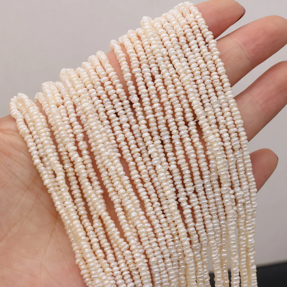 2-2.5mm White Natural Freshwater Pearls Flat Loose Spacer Beads for Jewelry Making Supplies DIY Necklace Bracelet Accessories