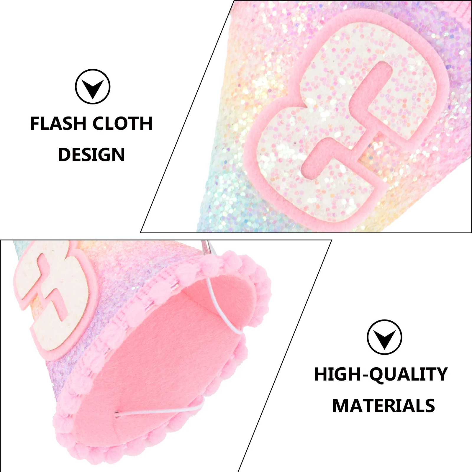 

1Pcs Rainbow Birthday Cap Pompom Design Material Exquisite Craftsmanship Adorable Party Accessory Gift