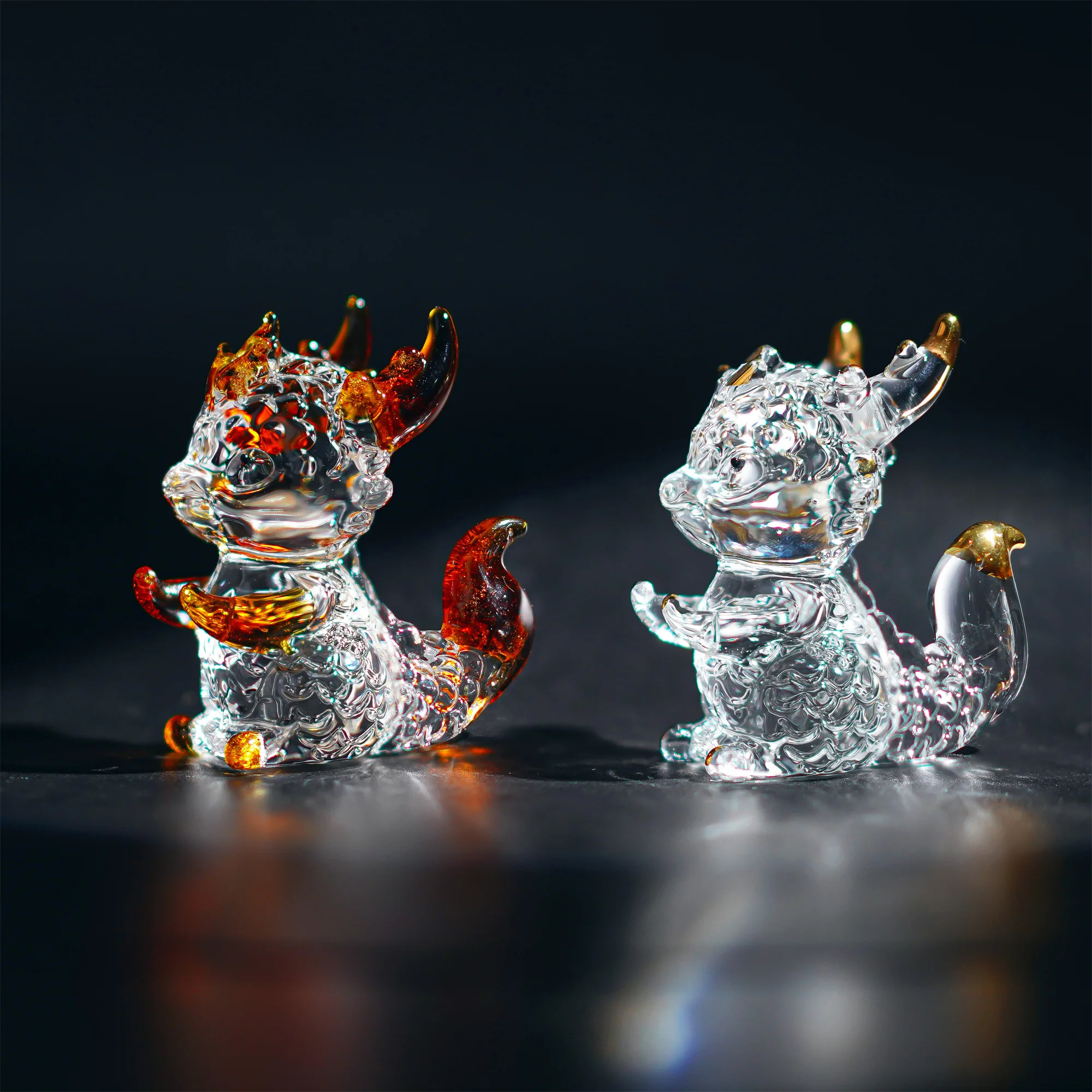 3inch Crystal Little Dragon Figurine Collectible Art Glass Small Mythical Animal Paperweight Fengshui Statue Gift Home Decor