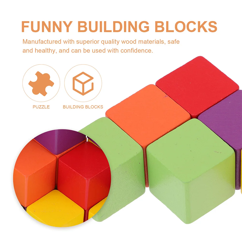 Blocos de Construção Coloridos e Quadrados para Crianças, Brinquedo Educativo De Madeira, Cubo para Crianças Pequenas, 60 PCs