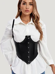 Sexy Leather Corset Top Steampunk Bustiers and Corsets Vest Shapewear Women Slimming Waist Corset Gothic Corselet Modeling Strap