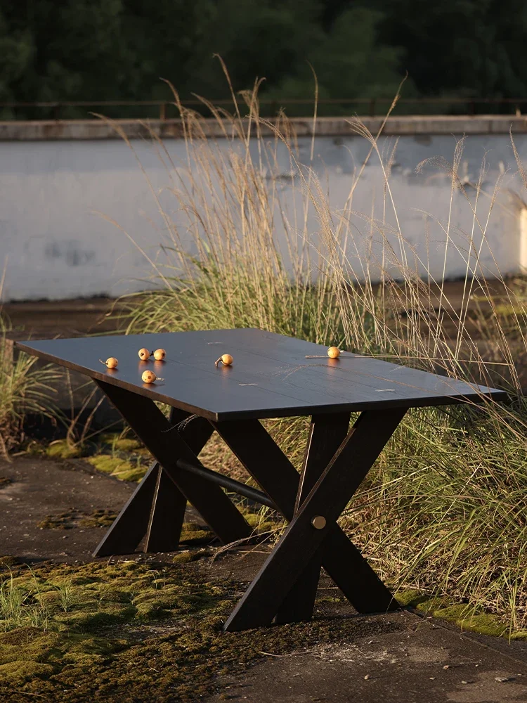 Nordic style British design expression retro industrial wabi sabi HEX imported oak desk tea room table meal dining table