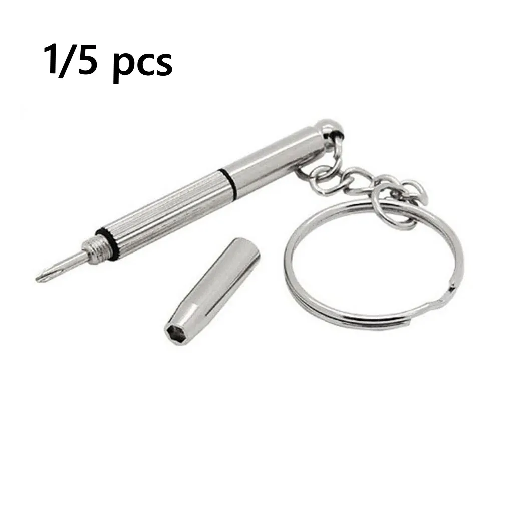 3 In 1 Eyeglass Screwdriver Stainless Steel Sunglass Watch Repair Screwdriver Tool Kit With Keychain Portable Repair Hand Tool
