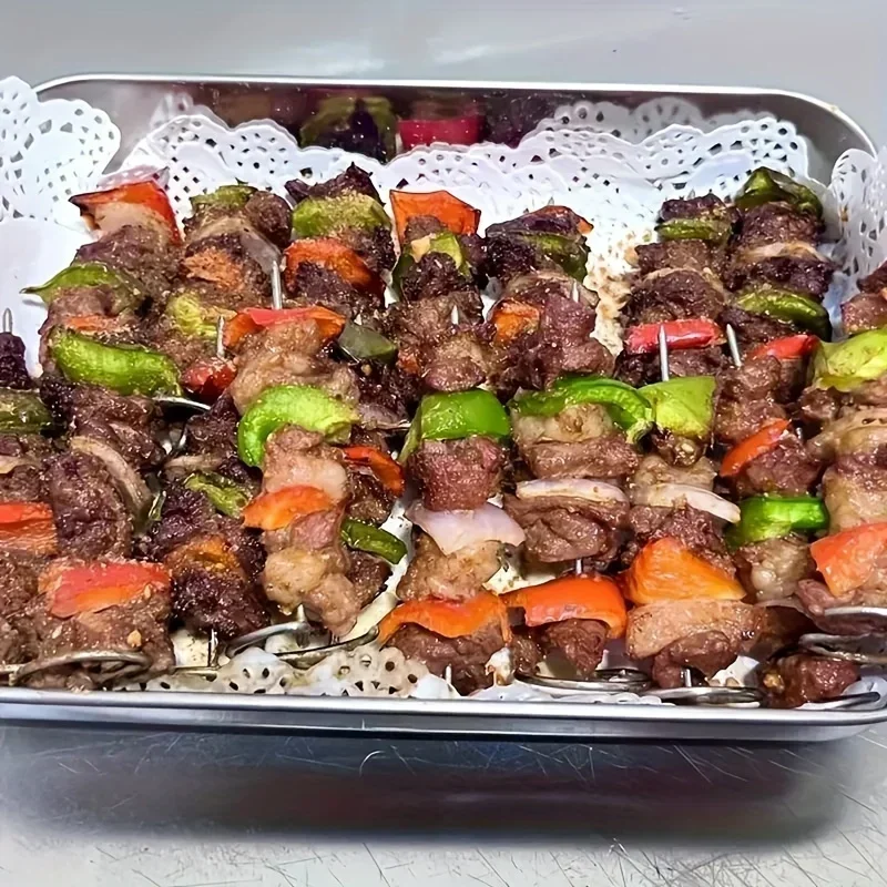 Grillspieße, Luftfritteuse, Ofen, vertikale Backnadel, wiederverwendbar, lebensmittelechtes Material, 10 Stück, multifunktional, 304 Edelstahl