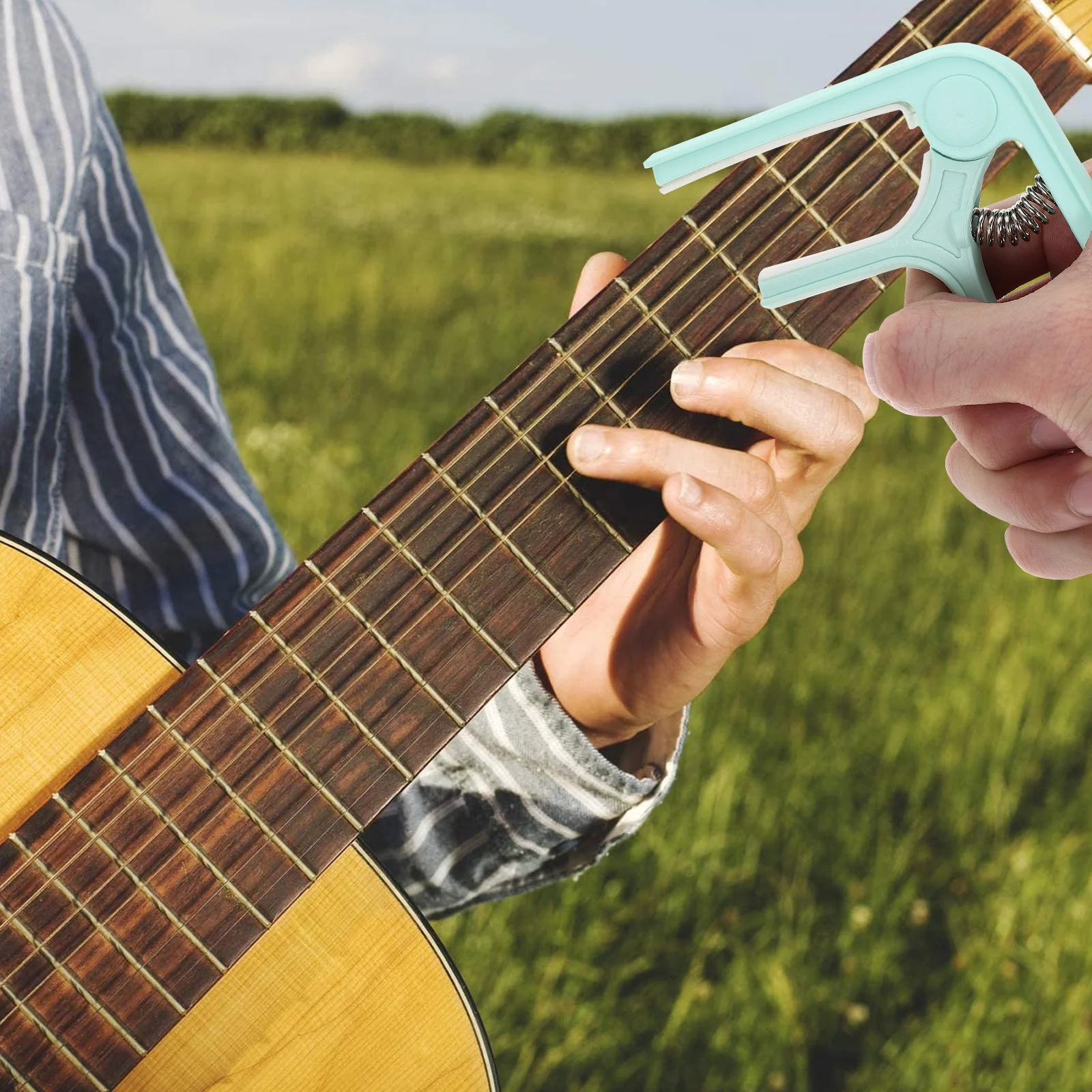 2 Buah Capo Gitar untuk Ukulele Elektrik Akustik Klip Plastik Tuner Aksesori Instrumen Senar Klasik Folk Capo Tahan Lama