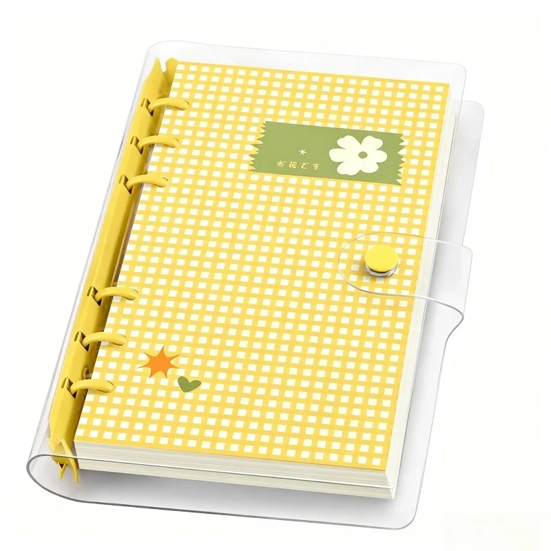 1pc A6 Plaid PVC Loose-Leaf Notebook, 120 Lined & Blank Pages, Smooth Safe Edges, Soft Planner for Students Scrapbooking