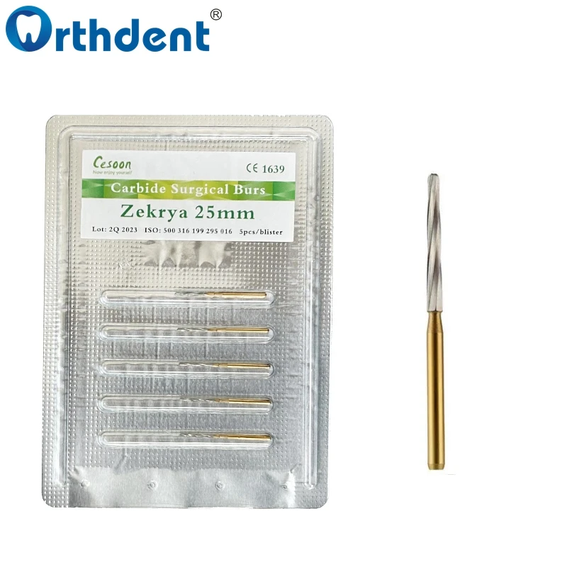 5Pcs Zekrya Dental Carbide Burs Surgical Drills Endodontic Bone Cutters Drill For High Speed Handpiece Tungsten Steel Material