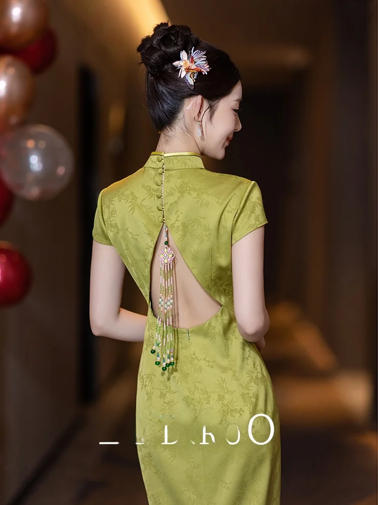 

Stunning een Engagement New Bride Morning Robe Summer Wedding Dr Ele Long Qipao ort Sve Wedding Gown