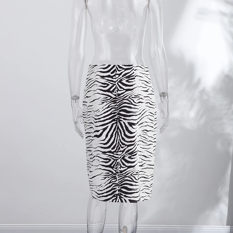Damen-Herbstrock mit Zebra-Print, modisch, hohe Taille, schmal geschnitten, vielseitig kombinierbar, langer Rock, Damenmode 2026, schicker Winter-Look, Streetwear für Damen – Detail 2