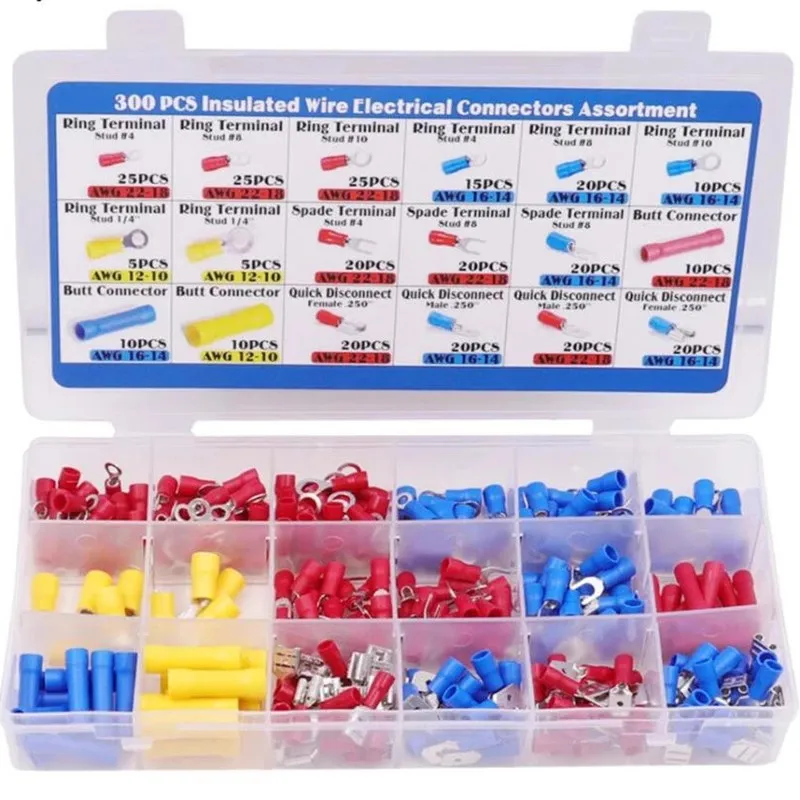 300PCS cold press terminals OT/UT round fork shovel terminal automotive wire connector