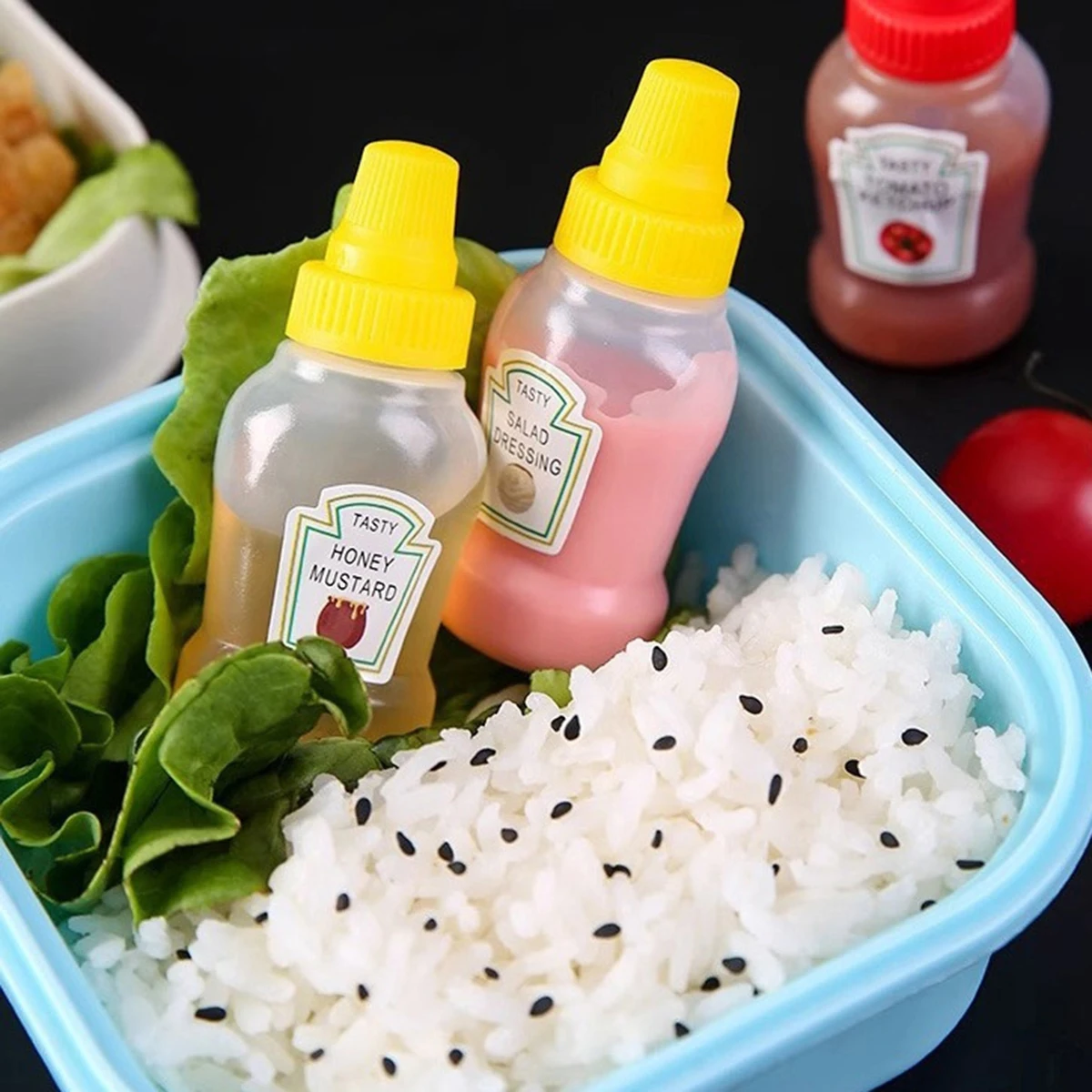 4/12 قطعة زجاجة صلصة الطماطم الصغيرة، 23 مل زجاجة ضغط التوابل، زجاجة حاوية بلاستيكية محمولة، مناسبة للبالغين والمكاتب #4