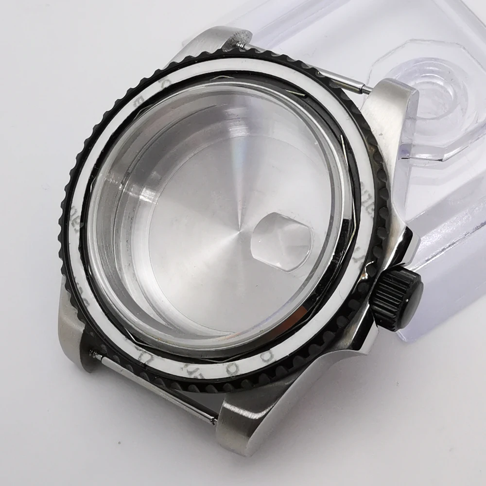 

40mm sliver black watch case sapphire glass fit NH35 NH36 ETA2824 2836 DG2813 3804 Miyota 8215 PT5000 movement