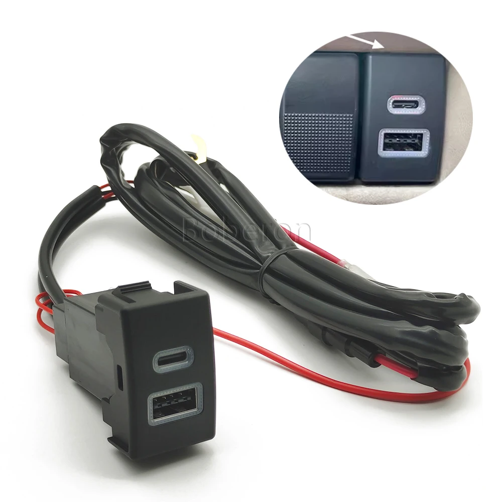 

For Mazda 5 For Mazda 6 Accessories 12/24V Car Charger QC3.0 Dual USB PD Type C Charging Socket Outlet Power Adapter