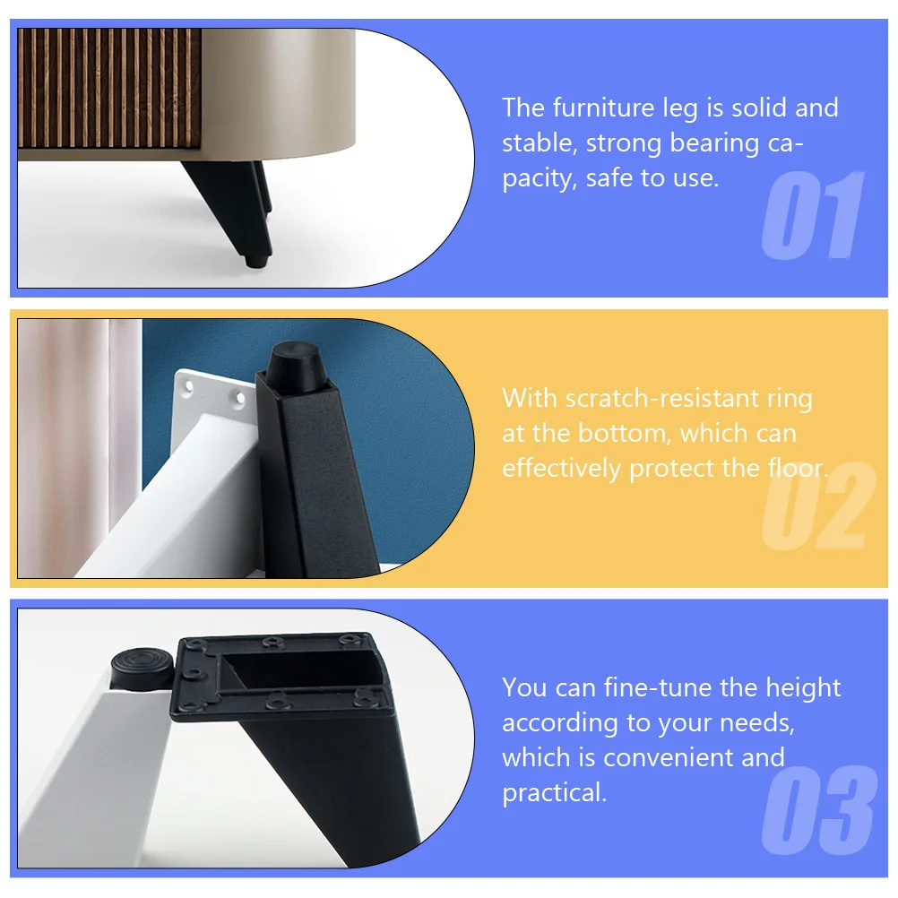 

2pcs Cabinet Legs Furniture Support Adjustable Height Aluminum Alloy Scratch Resistant Table Legs Replacement Feet Practical