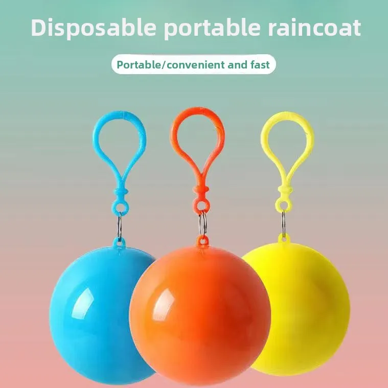 2 Pcs Compressible Spherical Pocket Rain Ponchos, Hanging‑design for Outdoor, Men & Women, Adults, Travel and Rafting