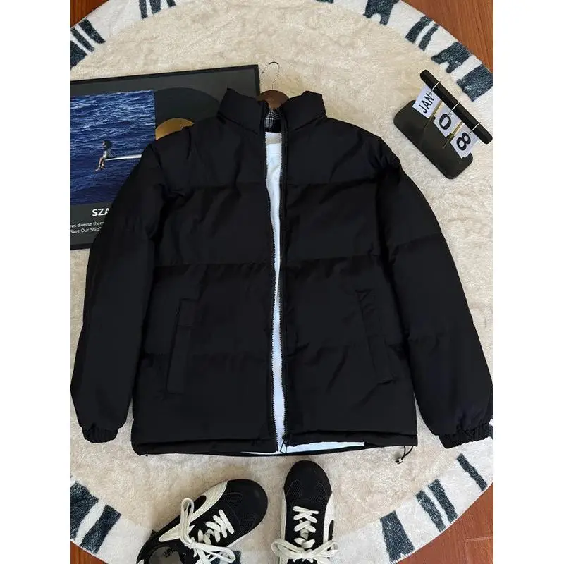 

Мужская зимняя теплая куртка Bla Plaid Spliced с воротником-стойкой, хлопковая, в американском стиле, для пар, свободного кроя, повседневная