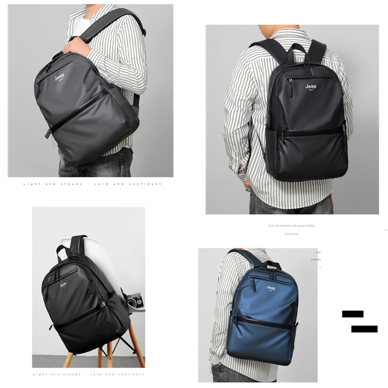 JEEP BULUO High Quality Men Ultralight Backpack For Male Soft Fashion School Backpack Laptop Waterproof Travel Shopping Bags Hot