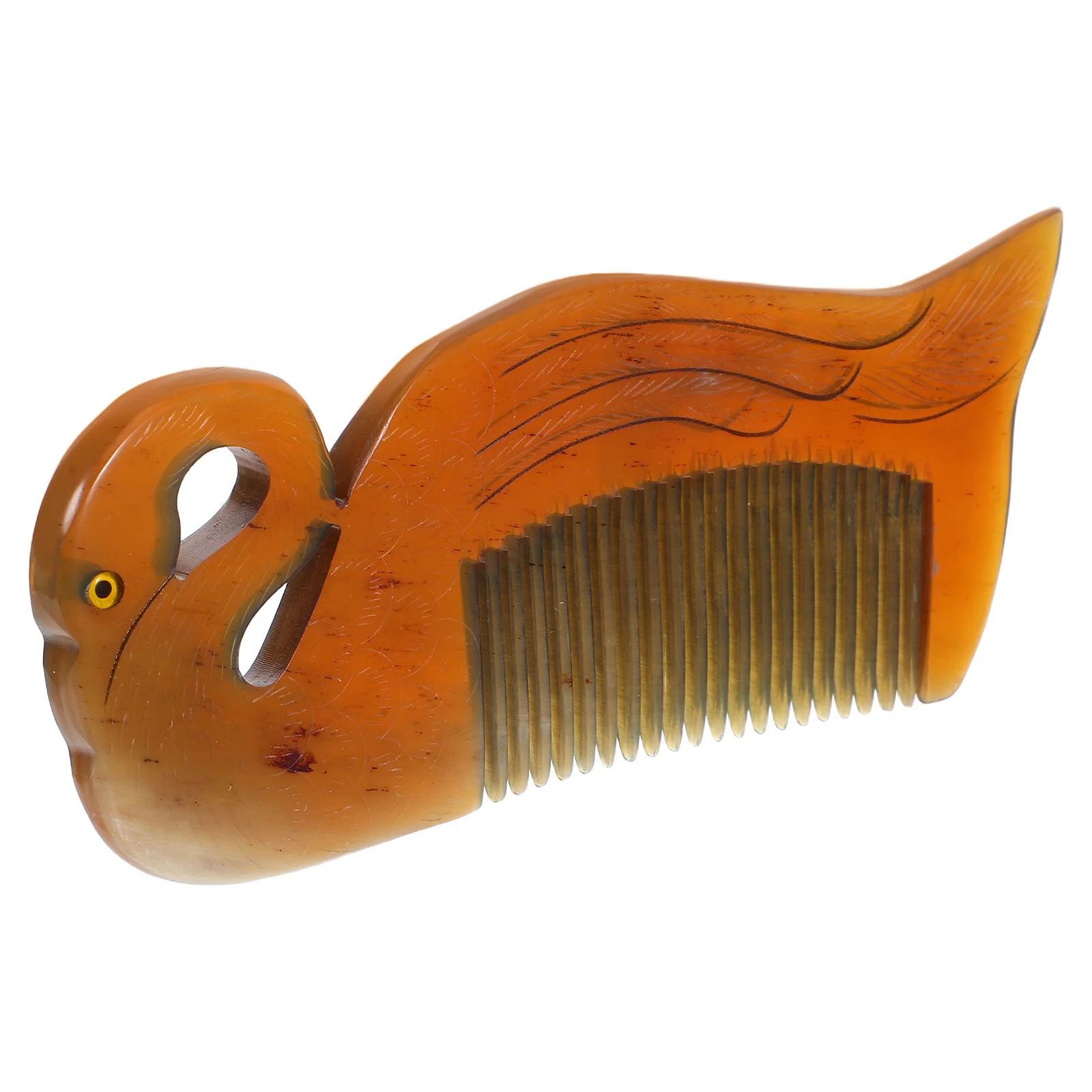 

1Pcs Premium Ox Horn Anti-Static Comb Unique Carving Creative Swan Shape Portable Hair Smoothing Detangling Tool for Home and