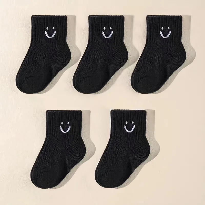 5 Pairs Kids Baby Socks Cute Funny Face Emoticons Pattern Comfortable Boys Girls Socks