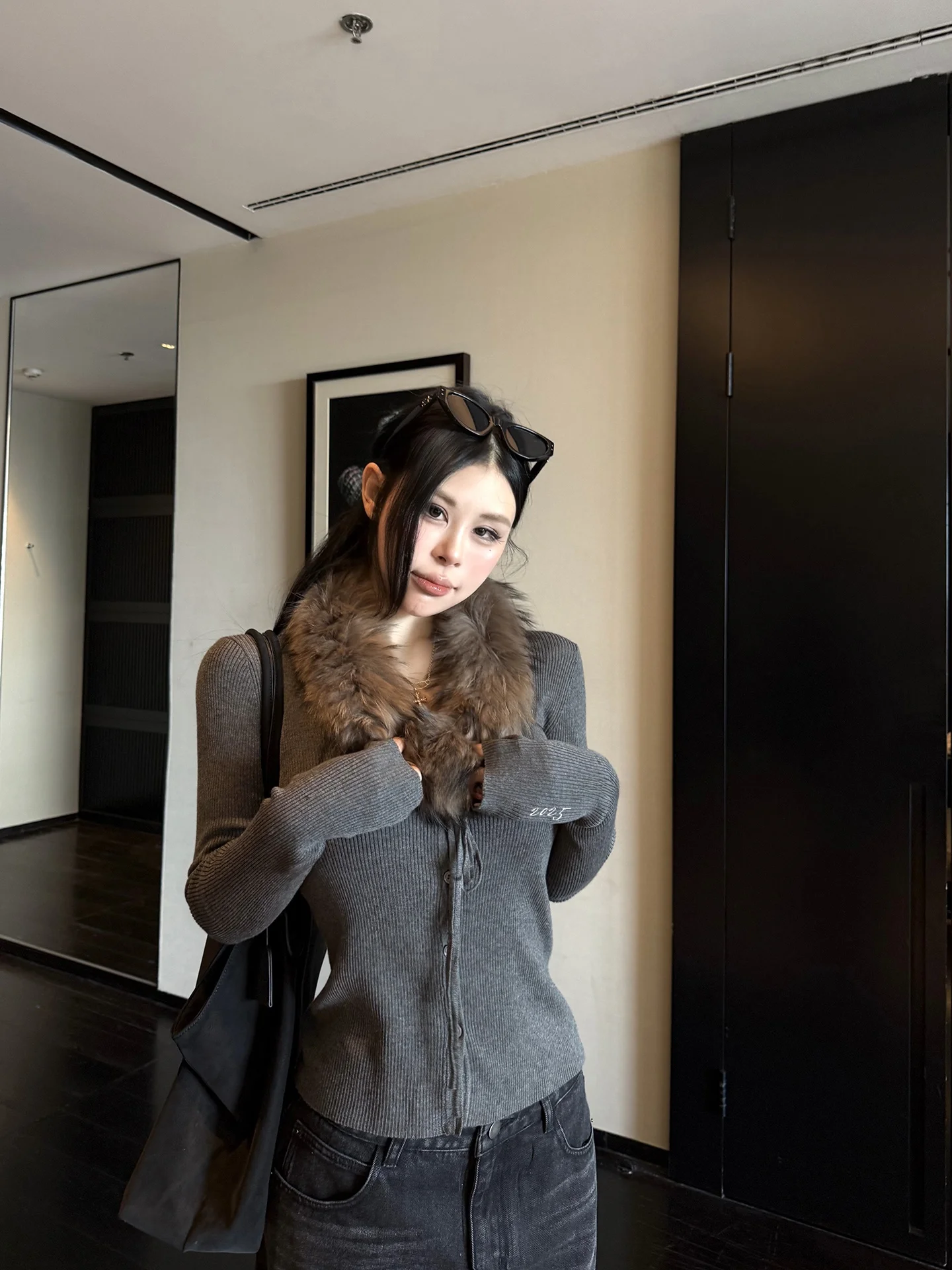 

Bla Knitted Sweater Women's Slim Fit Removable Fur Collar Long Sve Warm Autumn Winter Faion Korean Sle Top Coat