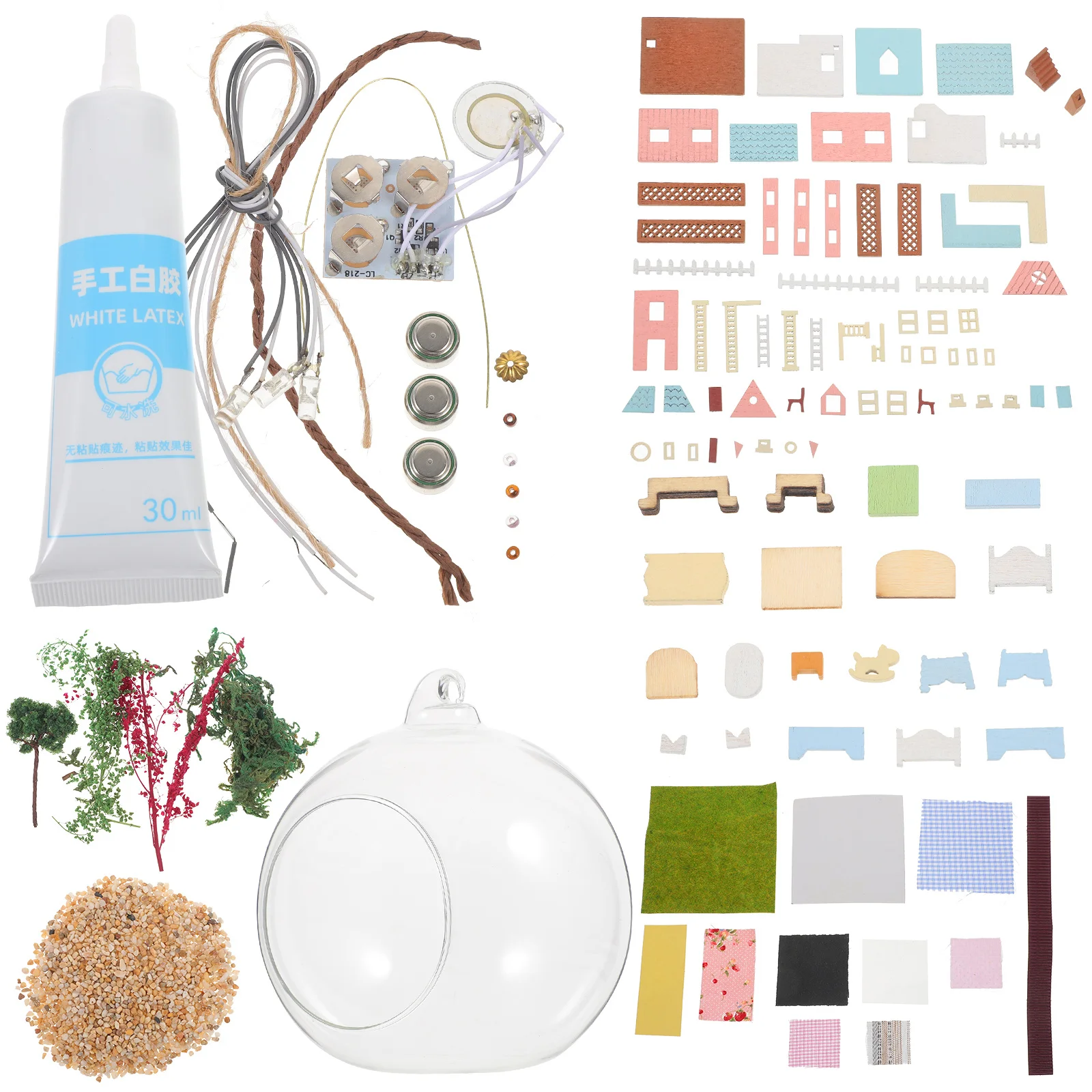 

Glass House DIY Kit Non-Finished Premium Material Creative Unfinished Gift for Kids Friends Valentines Christmas Miniature Mini