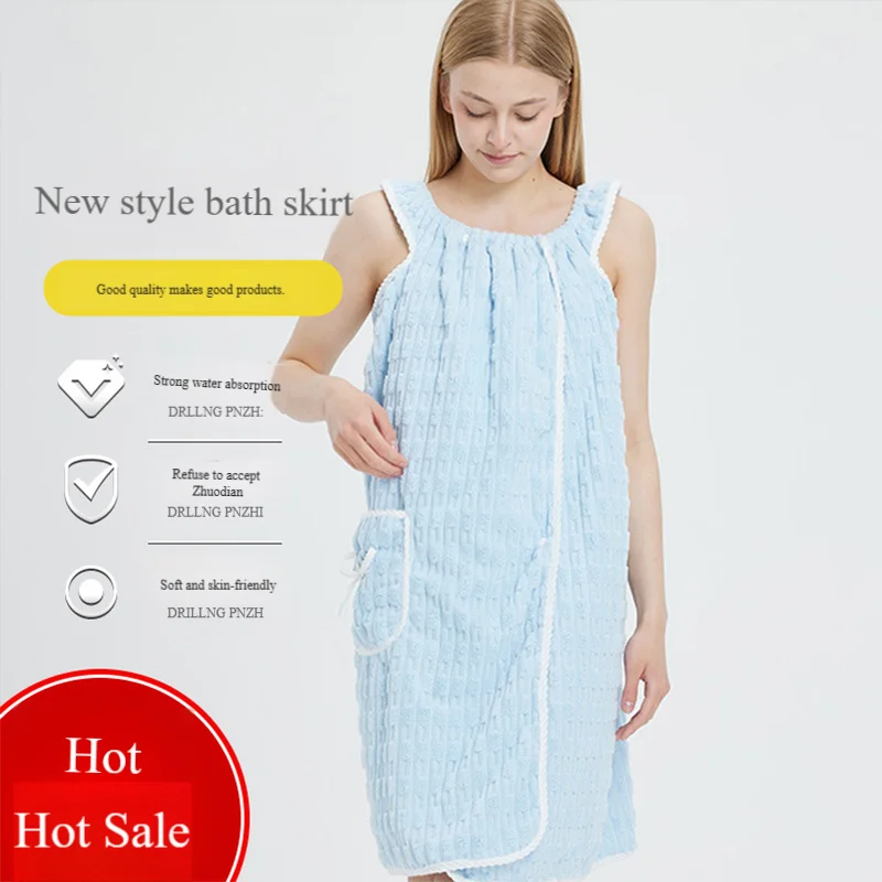 New Adult Halter Bath Dress, Women's Wearable Bathrobe, Quick Water Absorption, Home Bath Towel For Bathing