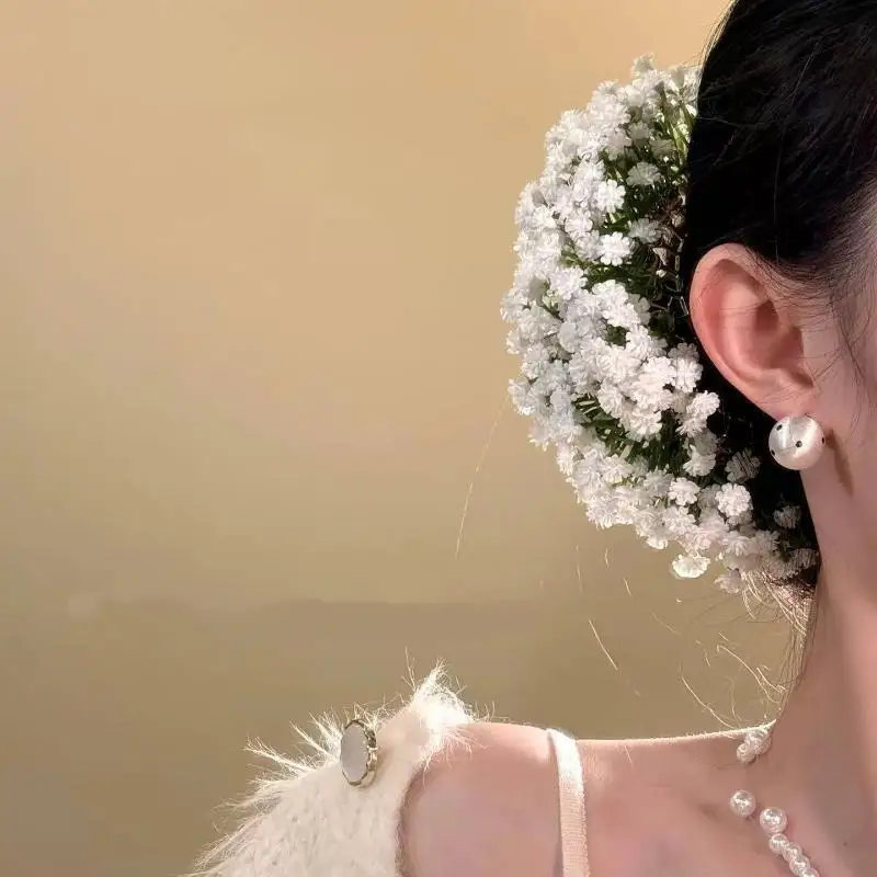 Boho-Haarnadel für Hochzeiten, Gypsophila-Kunstblume, U-Pin für Festivals, Partys, besondere Anlässe, Vintage-Brautaccessoire – Detail 3