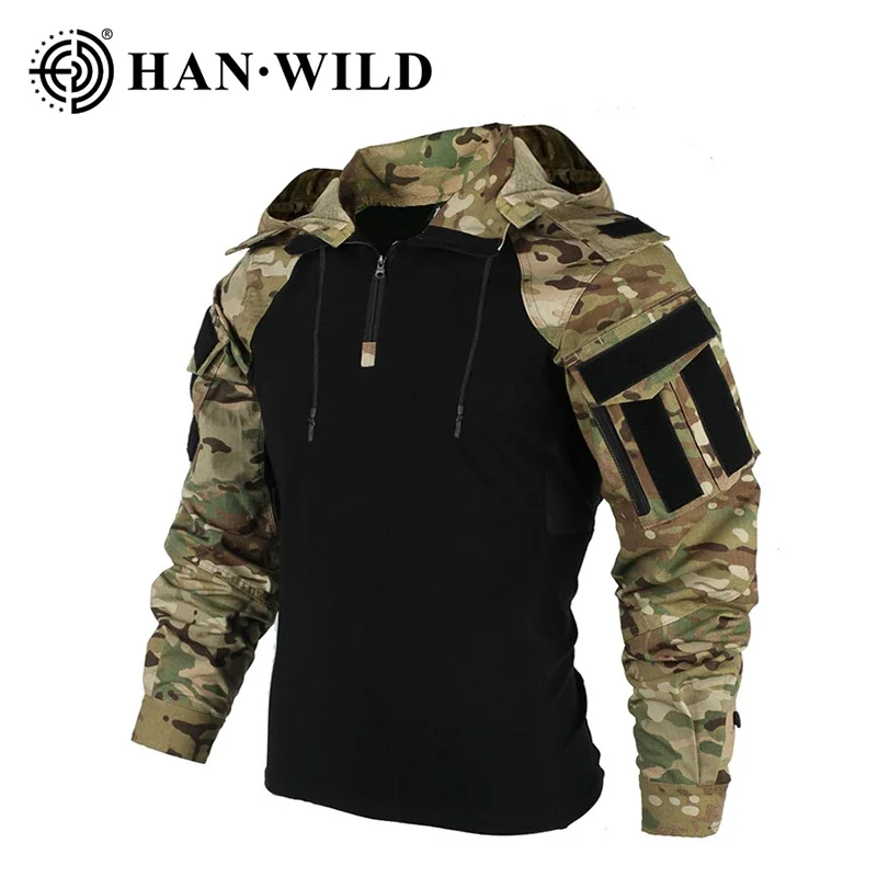 HAN WILD Camiseta de algodón camuflaje para pesca