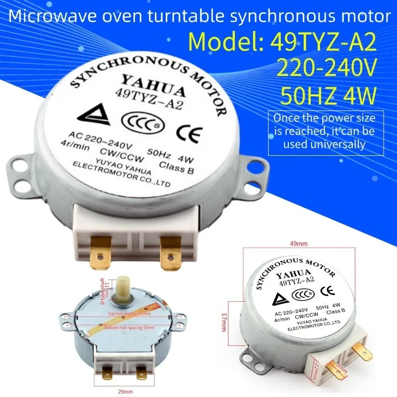

Синхронный двигатель для микроволновой печи, 220-240В переменного тока, 4Вт, 49TVZ-A2, запасная часть для поворотного стола духовки, высокое качество