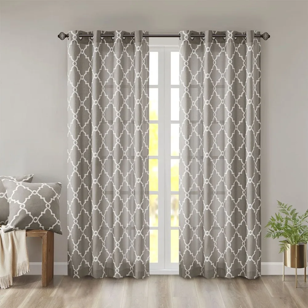 

Fretwork Print Grommet Top Window Curtain Panel(Only 1 Pc Panel)Fretwork Print Grommet Top Window Curtain Panel