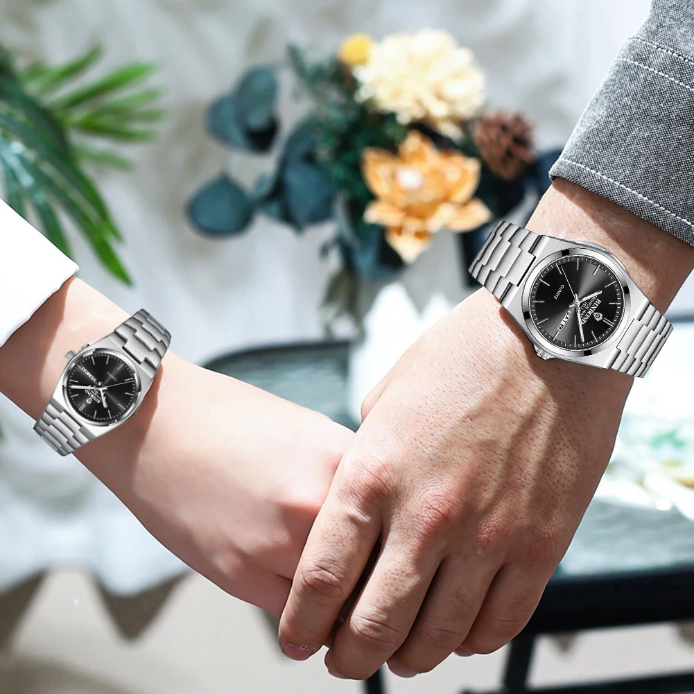 BINBOND Couple Watches 102cp 2Pcs Simple Fashion Original Quartz Watch for Lover Anniversary Gift Waterproof Luminous Date Week