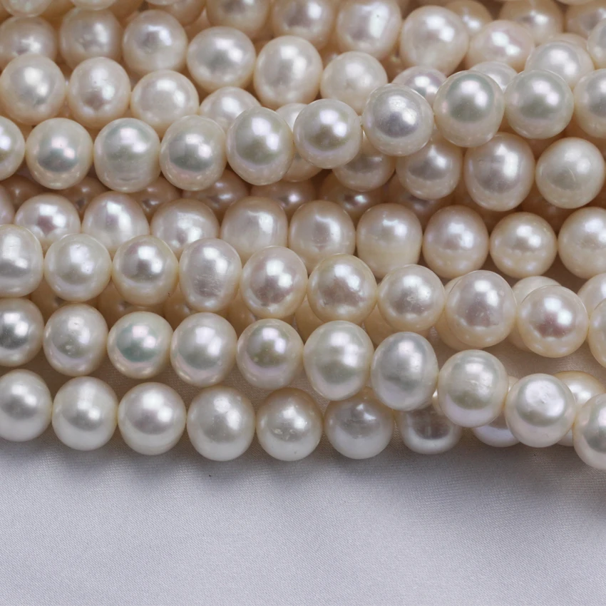 

Wholesale latest design 8-9mm AA near round potato natural freshwater white pearl strand