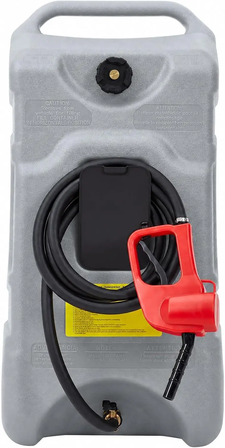 Tacleekii Slim 15 Gallon Gas Can with LE Fluid Transfer & 10FT Manual Siphon Pump – Portable Diesel Gas Storage Caddy on Wheels for ATV, Weeder, Boat, Tractor, Snow Blower, Generator