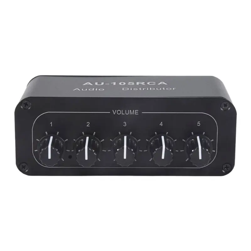 ABBG-5CH Audio Distributor Stereo Audio Mixer 1 Input 5 Output RCA Splitter For Power Amplifier Active Audio Easy Install