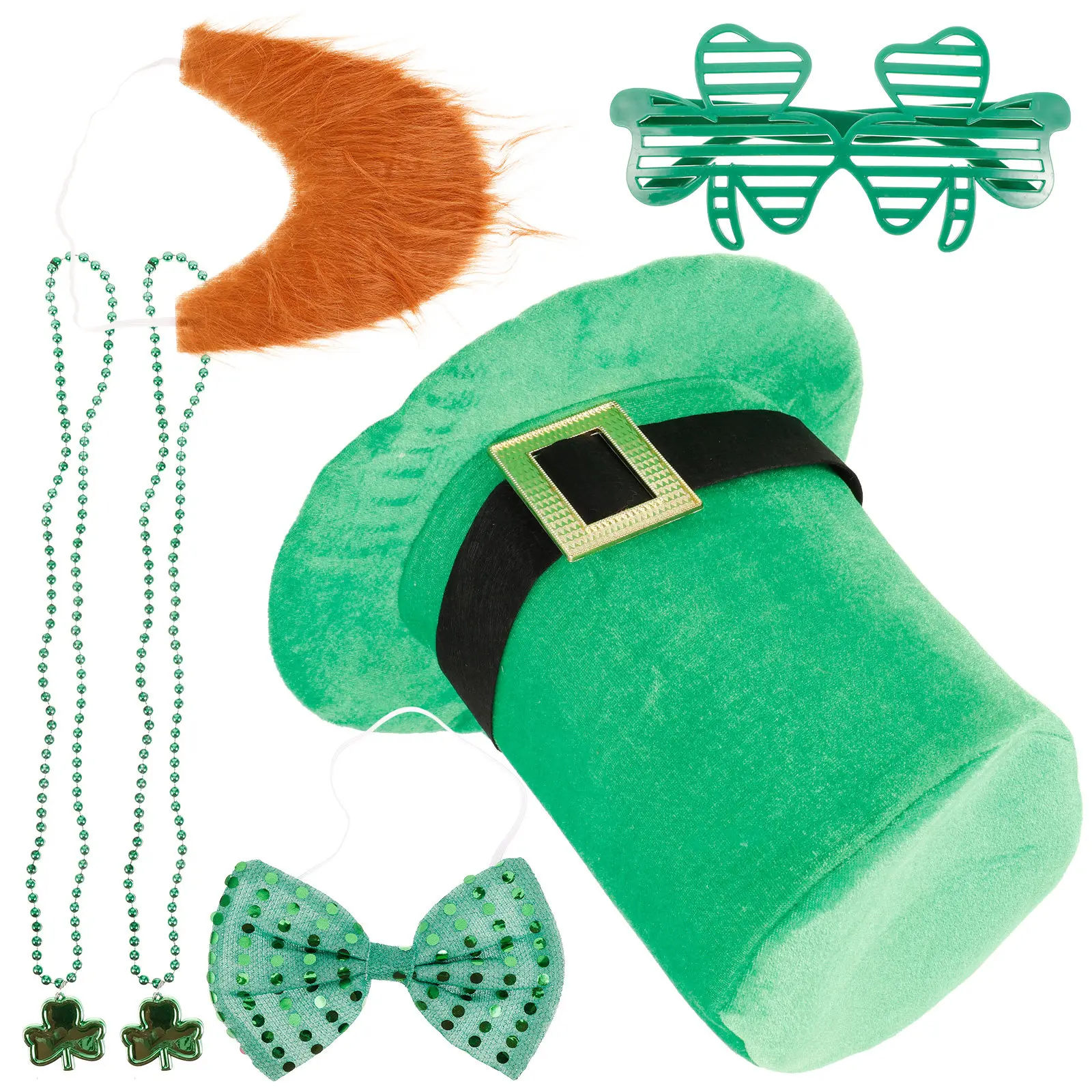 

1Set Irish Decoration Costume Set St Patricks Day Party Props Beard Bow Tie Party Supplies Festive Costume Accessories