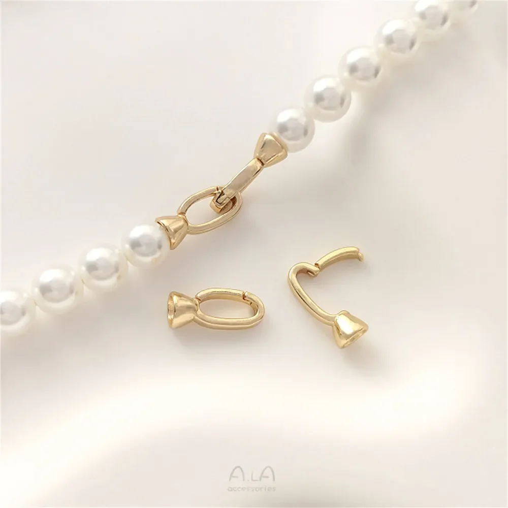 

14K Bag Gold Color Universal Pearl Buckle Necklace Horn Buckle Bracelet Double Handmade DIY First Ornament Closure